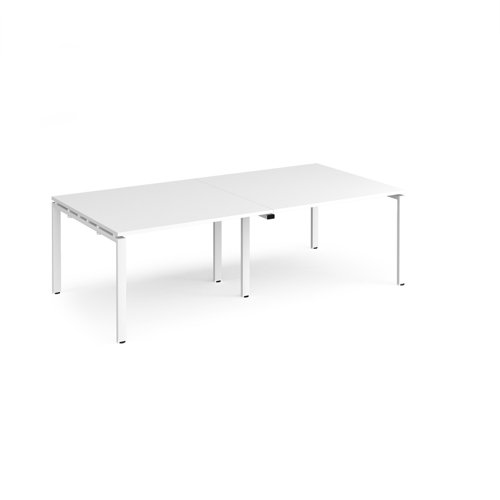 Adapt rectangular boardroom table 2400mm x 1200mm - white frame, white top Boardroom Tables EBT2412-WH-WH