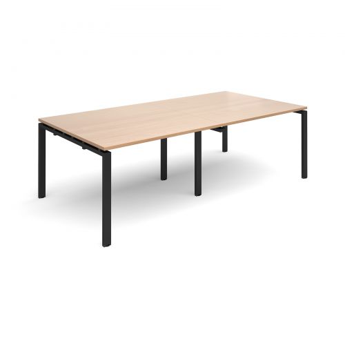 Adapt II rectangular boardroom table 2400mm x 1200mm - black frame, beech top