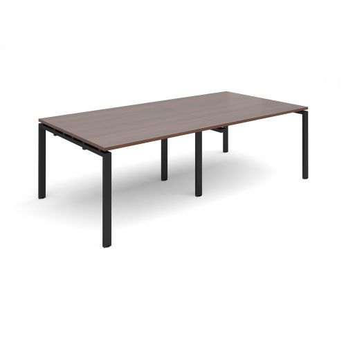 Adapt II rectangular boardroom table 2400mm x 1200mm - black frame, walnut top