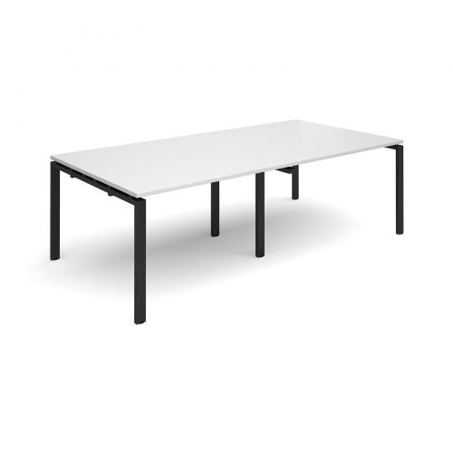 Adapt Ii Rectangular Boardroom Table 2400mm X 1200mm Black Frame And White Top
