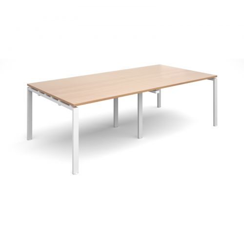 Adapt II rectangular boardroom table 2400mm x 1200mm - white frame, beech top