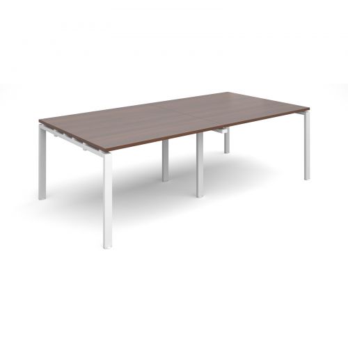 Adapt II rectangular boardroom table 2400mm x 1200mm - white frame, walnut top