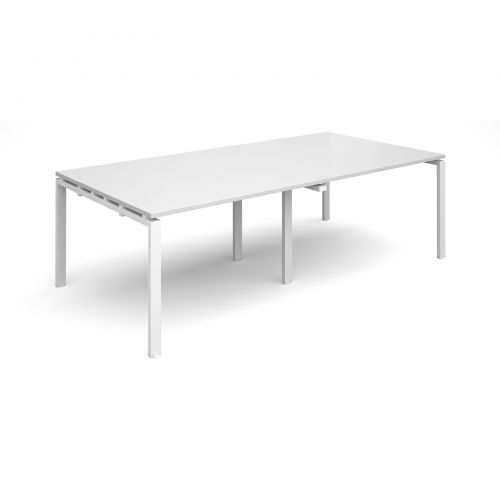 Adapt II rectangular boardroom table 2400mm x 1200mm - white frame, white top