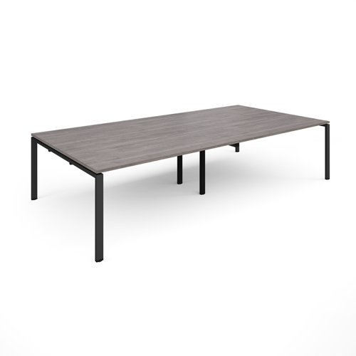 Adapt rectangular boardroom table 3200mm x 1600mm - black frame, grey oak top