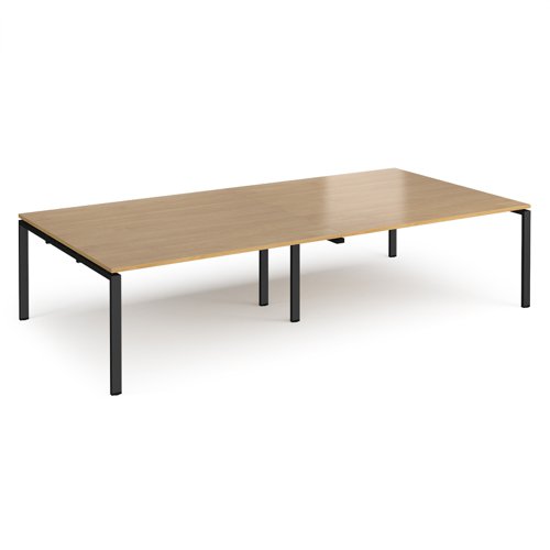 Adapt rectangular boardroom table 3200mm x 1600mm - black frame, oak top