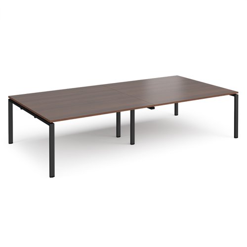 Adapt rectangular boardroom table 3200mm x 1600mm - black frame, walnut top (Made-to-order 4 - 6 week lead time)