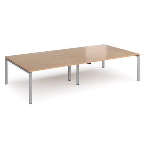 Adapt rectangular boardroom table 3200mm x 1600mm - silver frame, beech top EBT3216-S-B Buy online at Office 5Star or contact us Tel 01594 810081 for assistance