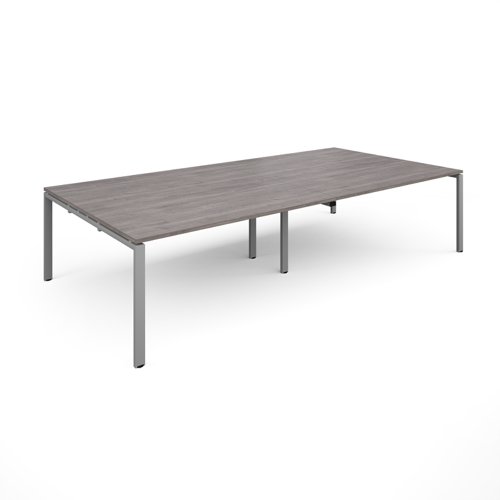 Adapt rectangular boardroom table 3200mm x 1600mm - silver frame, grey oak top