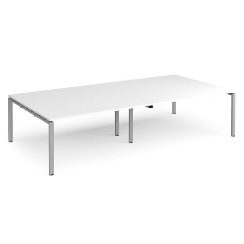 Adapt rectangular boardroom table 3200mm x 1600mm - silver frame, white top EBT3216-S-WH Buy online at Office 5Star or contact us Tel 01594 810081 for assistance