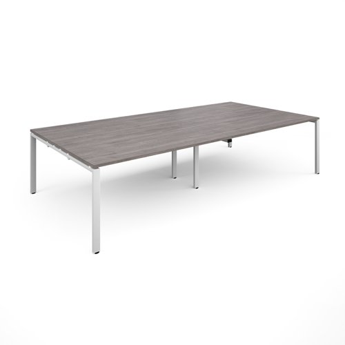 Adapt rectangular boardroom table 3200mm x 1600mm - white frame, grey oak top
