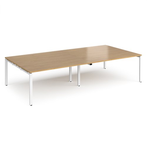 Adapt rectangular boardroom table 3200mm x 1600mm - white frame, oak top (Made-to-order 4 - 6 week lead time)