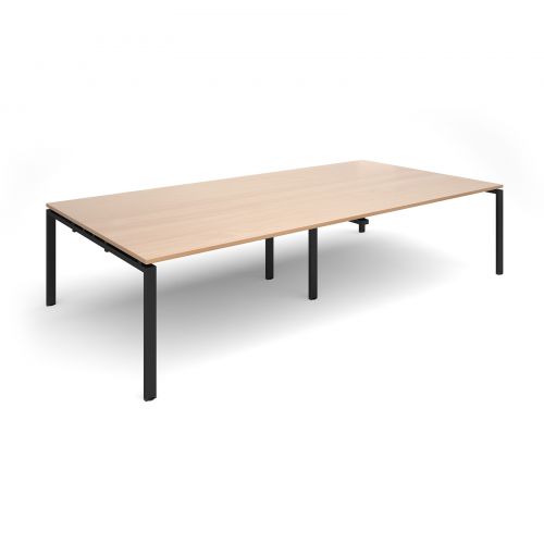 Adapt II rectangular boardroom table 3200mm x 1600mm - black frame, beech top
