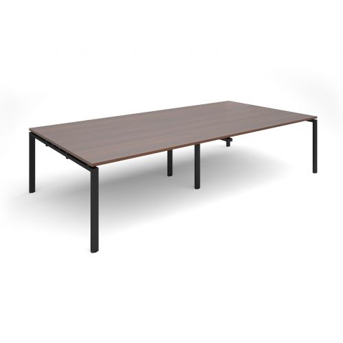 Adapt II rectangular boardroom table 3200mm x 1600mm - black frame, walnut top