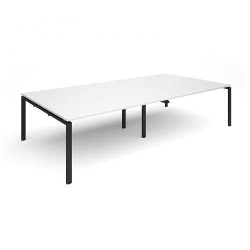 Adapt II rectangular boardroom table 3200mm x 1600mm - black frame, white top