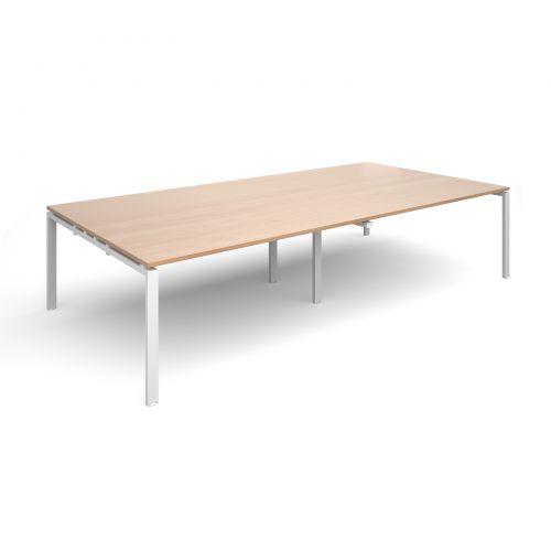 Adapt II rectangular boardroom table 3200mm x 1600mm - white frame, beech top