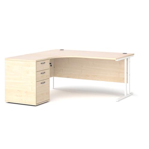 Maestro 25 Wl Left Hand Ergonomic Desk 1600mm With White