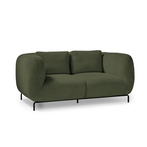 Ebony two seater sofa chair in olive green