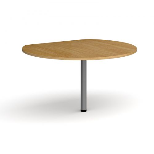 D-end desk extension circular table 1200mm diameter with graphite leg - oak top