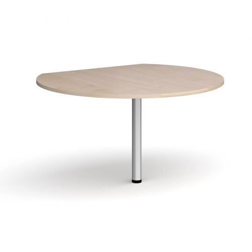 D-end desk extension circular table 1200mm diameter with silver leg - maple top