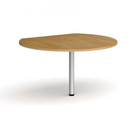 D-end desk extension circular table 1200mm diameter with silver leg - oak top