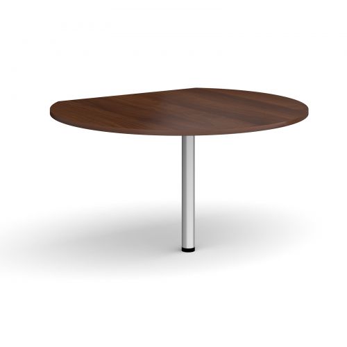 D-end desk extension circular table 1200mm diameter with silver leg - walnut top