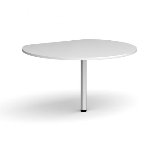 D-end desk extension circular table 1200mm diameter with silver leg - white top