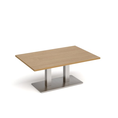 Eros rectangular coffee table with flat rectangular base and twin uprights