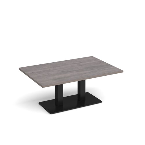 ECR1200-K-GO Eros rectangular coffee table with flat black rectangular base and twin uprights 1200mm x 800mm - grey oak