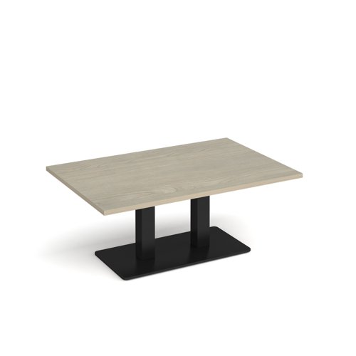 Eros rectangular coffee table with flat black rectangular base and twin uprights 1200mm x 800mm - made to order