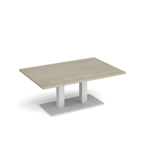 Eros rectangular coffee table with flat white rectangular base and twin uprights 1200mm x 800mm - made to order