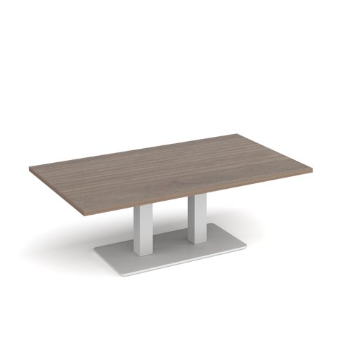 Eros Rectangular Coffee Table With Flat White Rectangular Base And Twin Uprights 1400mm X 800mm Barcelona Walnut