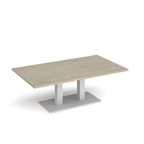 Eros rectangular coffee table with flat white rectangular base and twin uprights 1400mm x 800mm - made to order