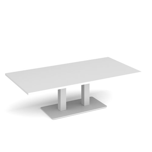 Eros rectangular coffee table with flat white rectangular base and twin uprights 1600mm x 800mm - white Reception Tables ECR1600-WH-WH