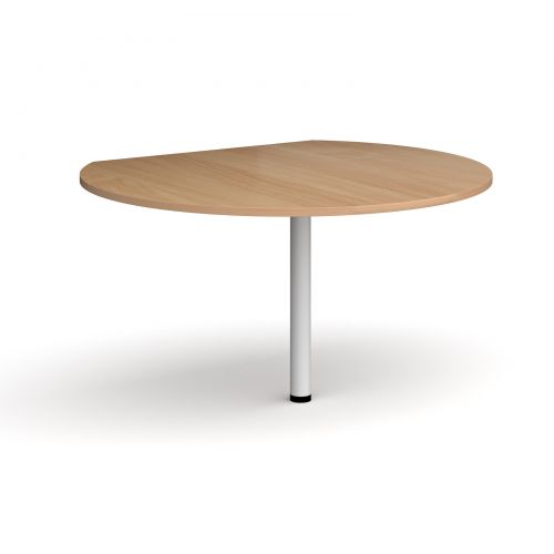 D-end desk extension circular table 1200mm diameter with white leg - beech top