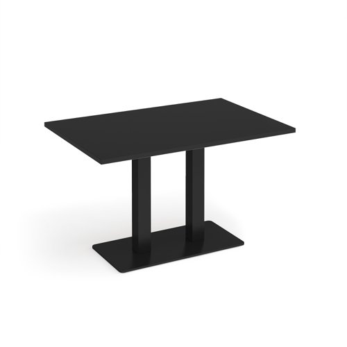 Eros rectangular dining table with flat black rectangular base and twin uprights 1200mm x 800mm - Black