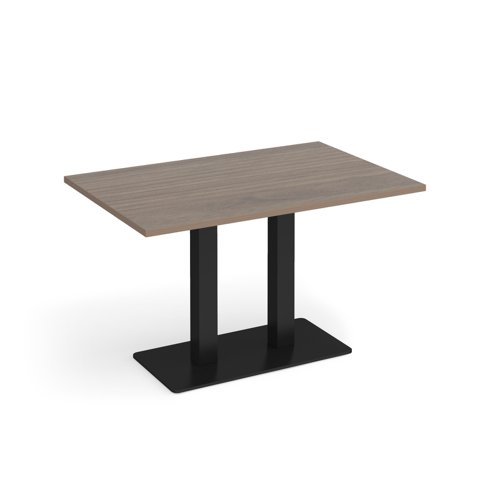 Eros rectangular dining table with flat black rectangular base and twin uprights 1200mm x 800mm - barcelona walnut