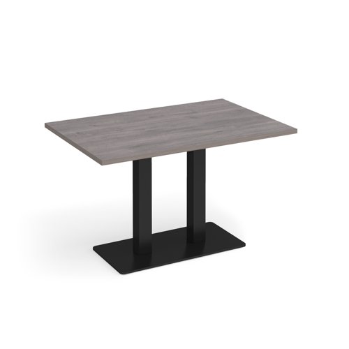 Eros rectangular dining table with flat black rectangular base and twin uprights 1200mm x 800mm - grey oak