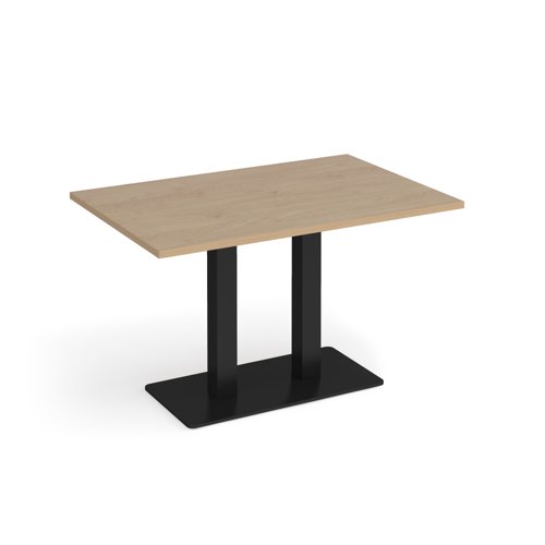Eros rectangular dining table with flat black rectangular base and twin uprights 1200mm x 800mm - kendal oak