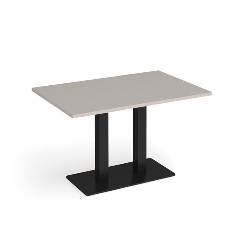 Eros rectangular dining table with flat black rectangular base and twin uprights 1200mm x 800mm -Light Grey