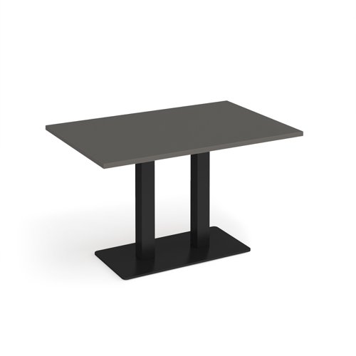 Eros rectangular dining table with flat black rectangular base and twin uprights 1200mm x 800mm - Onyx Grey