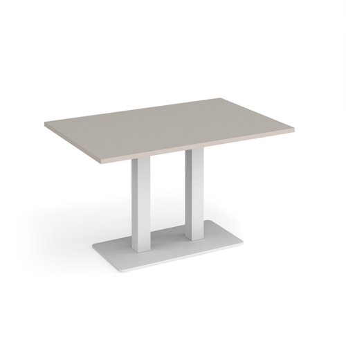 Eros rectangular dining table with flat white rectangular base and twin uprights 1200mm x 800mm - Light Grey