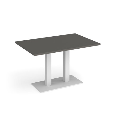 Eros rectangular dining table with flat white rectangular base and twin uprights 1200mm x 800mm - Onyx Grey