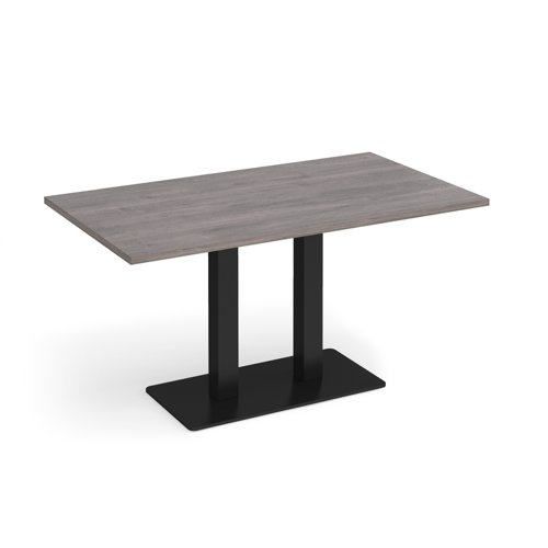 Eros rectangular dining table with flat black rectangular base and twin uprights 1400mm x 800mm - grey oak Canteen Tables EDR1400-K-GO