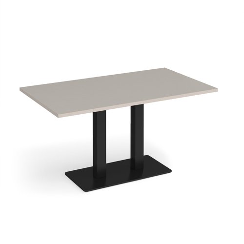 Eros rectangular dining table with flat black rectangular base and twin uprights 1400mm x 800mm - Light Grey