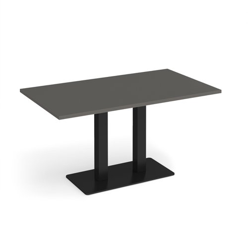 Eros rectangular dining table with flat black rectangular base and twin uprights 1400mm x 800mm - Onyx Grey