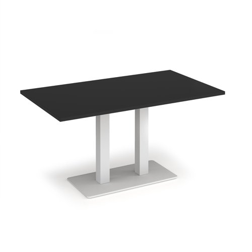 Eros rectangular dining table with flat white rectangular base and twin uprights 1400mm x 800mm - Black