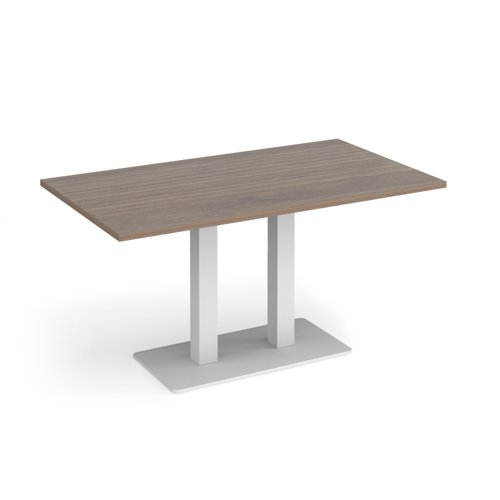 Eros rectangular dining table with flat white rectangular base and twin uprights 1400mm x 800mm - barcelona walnut