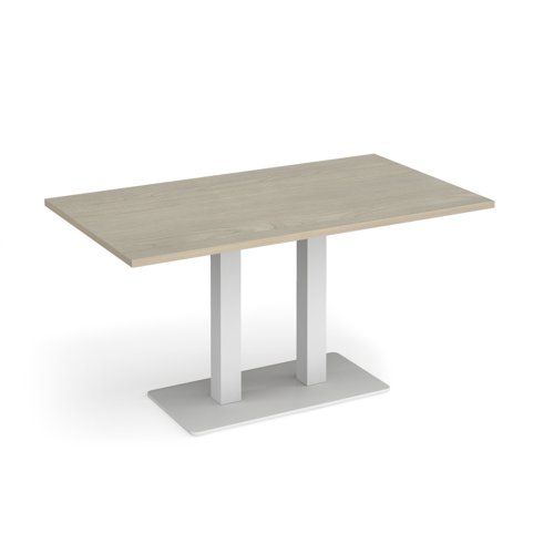 Eros rectangular dining table with flat white rectangular base and twin uprights 1400mm x 800mm - made to order