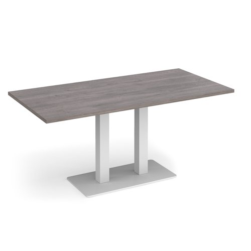 Eros tables have the right proportions, flawless surfaces and a solid foundation, featuring a sturdy, rectangular base and twin uprights available in black, brushed steel and white that offer the ultimate in strength and stability. Eros has a simple yet stylish design which can be used as a dining table or as a meeting table in any traditional or modern breakout space or dining area.