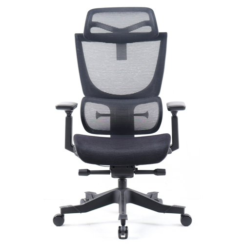 Elise black mesh back operator chair with headrest and black mesh seat